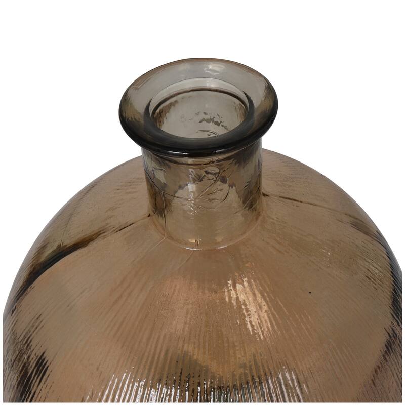 Contemporary Recycled Glass Handmade Ribbed Spanish Bottle Vase - Brown or Clear