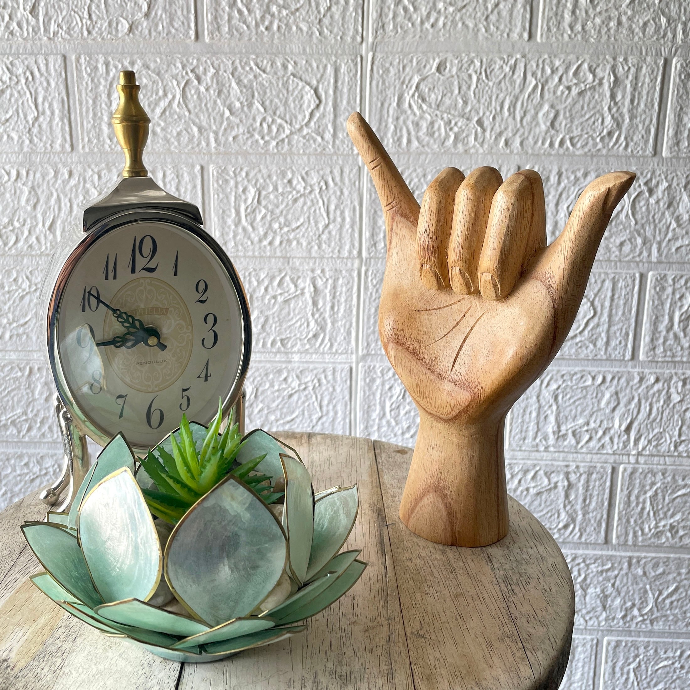 Hang Loose Wooden Hand Sculpture Relaxed Vibes Decor - 8 X 5.5 X