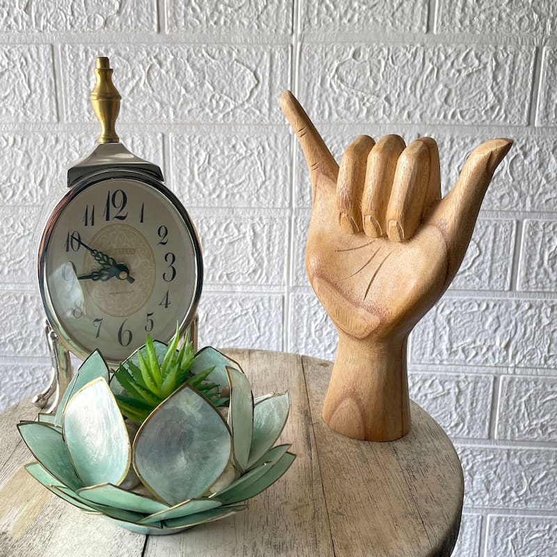 Hang Loose Wooden Hand Sculpture Relaxed Vibes Decor - 8 X 5.5 X 2.25 inches