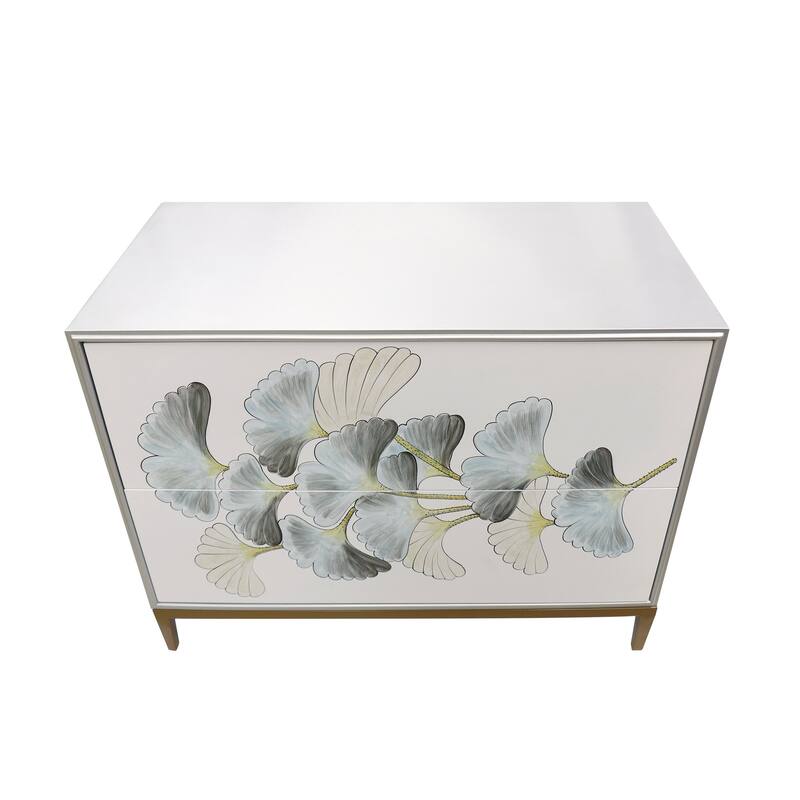 Pasargad Home Pearl Wood Nightstand with Metal Frame