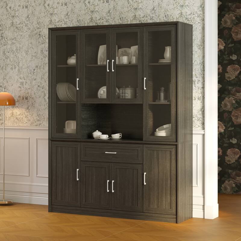 Set of 3 Curio Cabinet Combo Display Bookcase Combo with Glass Doors
