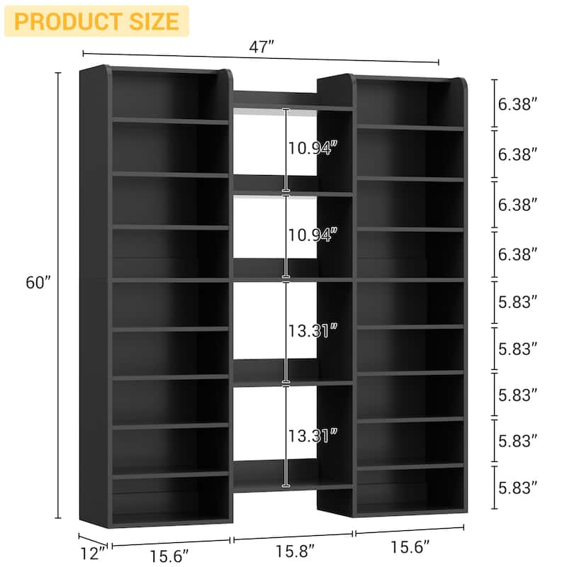 10-Tiers Shoe Rack with 22 Open Cubbies, 60''H × 47''W, Freestanding Shoe Storage Organizer with Shelves for Entryway - N/A