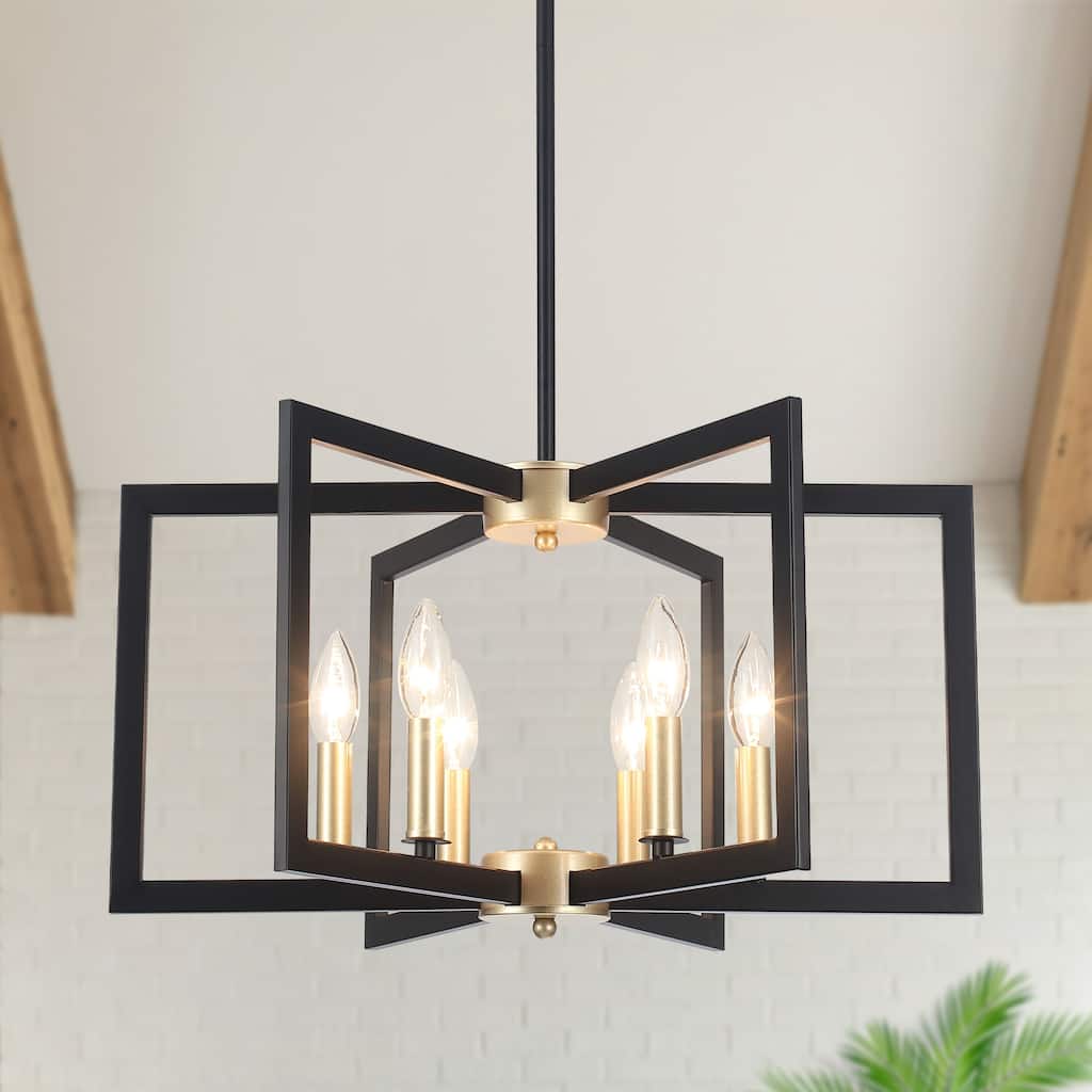 6-Light Candlestick Hanging Linear Foyer Chandelier Lighting for Dining Room Kitchen Island