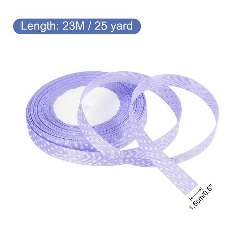 Grosgrain Ribbons with Dots Ribbon Bow Decoration - Violet - 25 Yards 5/8 Inch