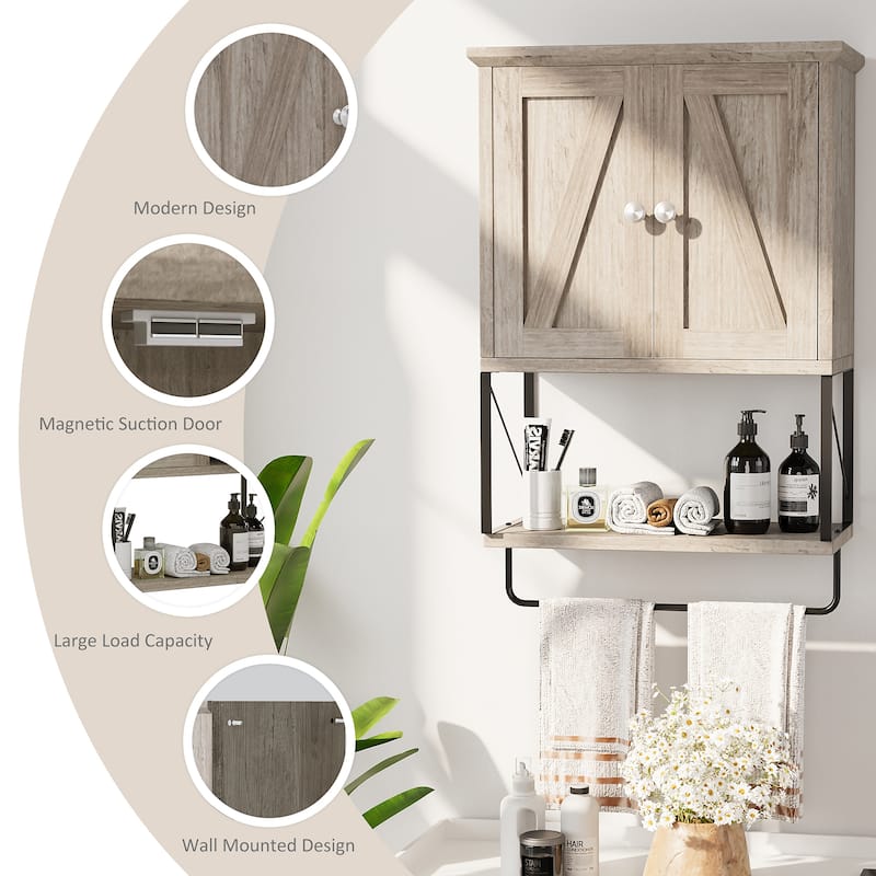 Futzca Bathroom Wall Cabinet with Towels Bar, Storage Medicine Cabinet