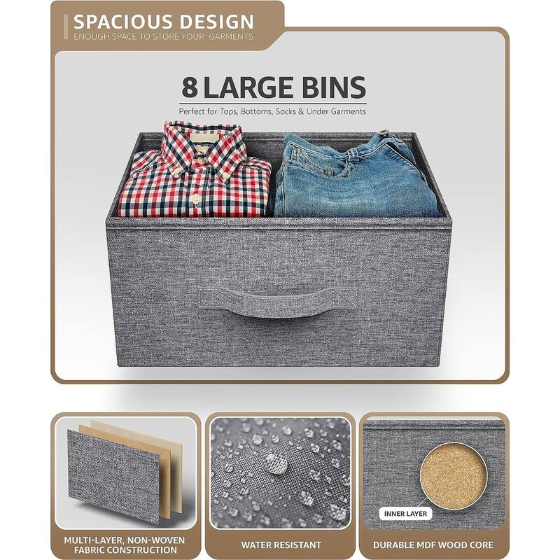 Modern Fabric and Metal 8-cubby Storage Tower