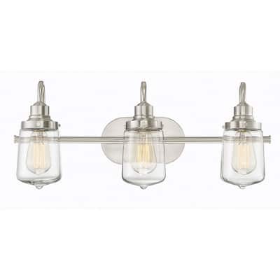Trade Winds Martina 3-Light Bathroom Vanity Light in Brushed Nickel