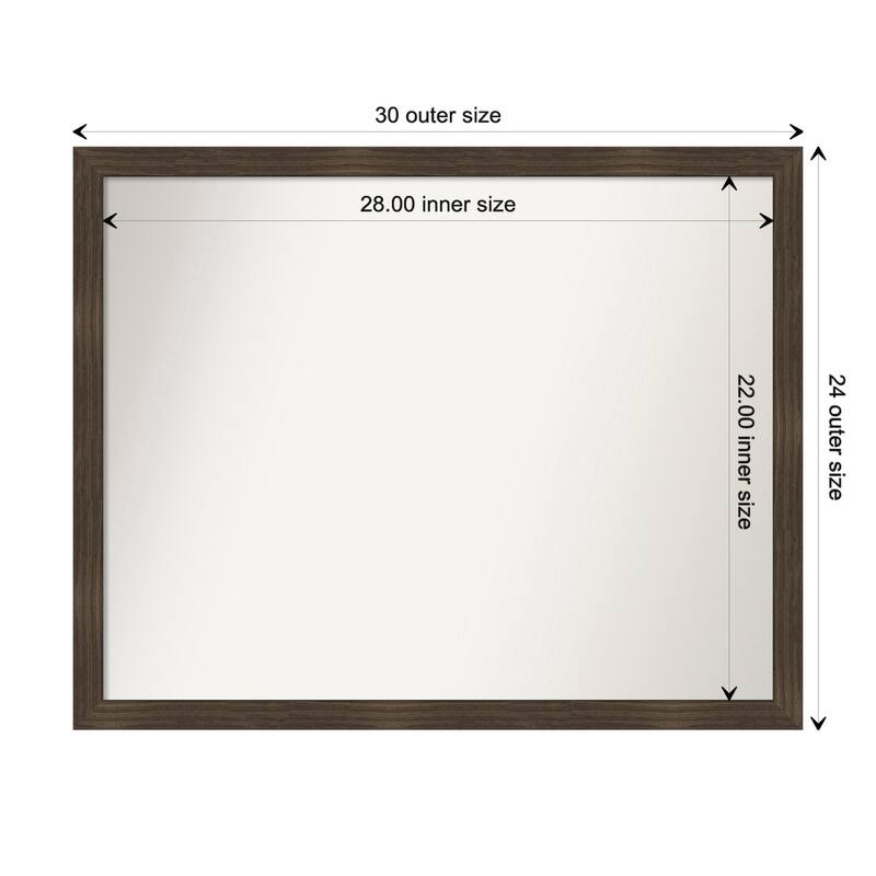 Woodgrain Stripe Non-Beveled Wood Framed Wall Mirror - Woodgrain Stripe Chocolate - Glass Size 28x22