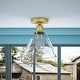 preview thumbnail 2 of 6, Vintage Gold 1-Light Bell Shape Transparent Glass Style Semi Flush Mount Lamp