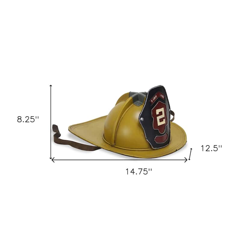 HomeRoots 8" Yellow and Black Metal Fireman Hand Painted Figurine - 14.75' X '8.25' X '12.5