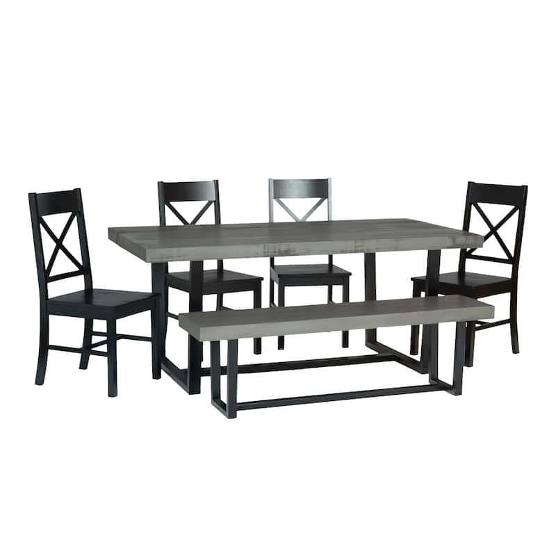 Middlebrook Solid Wood 6-Piece Dining Set with X-Back Chairs