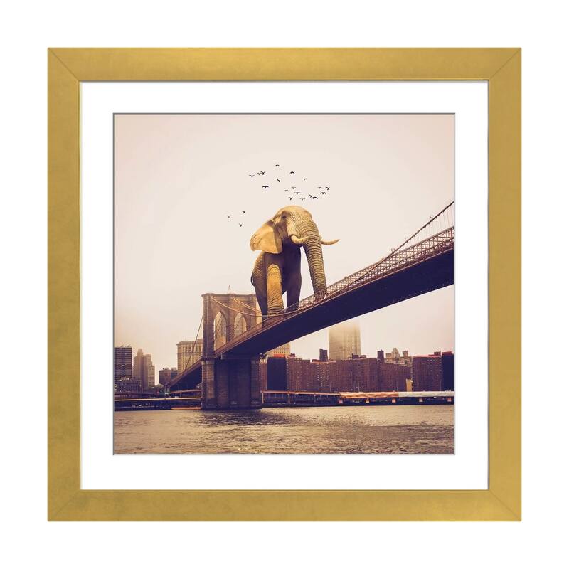 iCanvas "Elephant Bridge Amble" by Soaring Anchor Designs PFA - Gold - 24x24x1