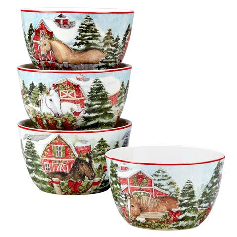 Certified International Homestead Christmas 5.25" Ice Cream/Dessert Bowls, Set of 4
