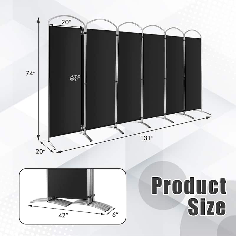 Costway 6 Panels Folding Privacy Screen 6 Ft Tall Fabric Privacy
