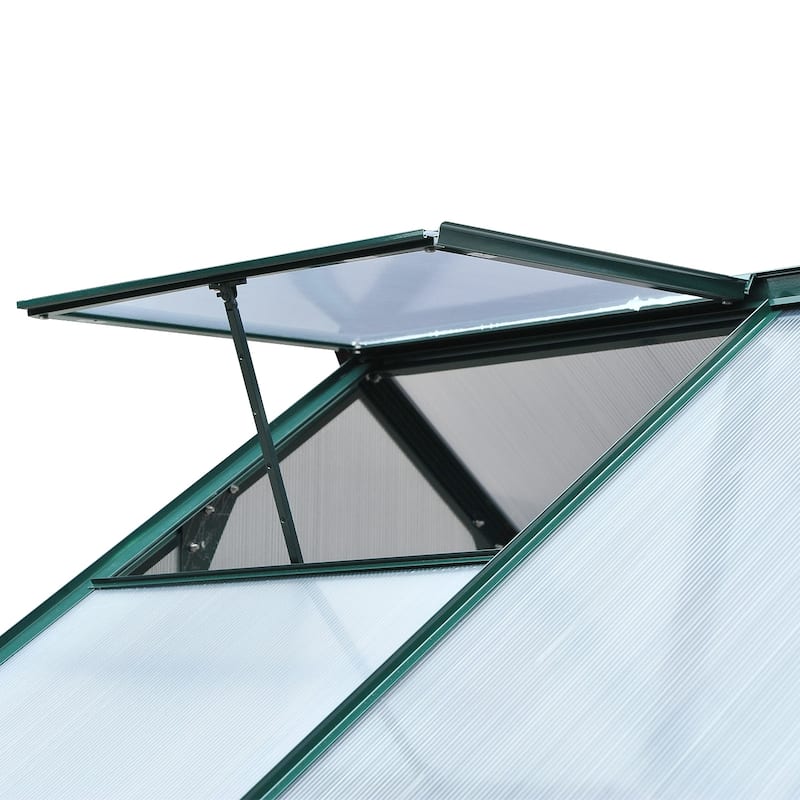Outsunny 6' x 4' x 7' Twin Wall Polycarbonate Walk-In Greenhouse for Outdoors - 6' x 4' x 6.5'