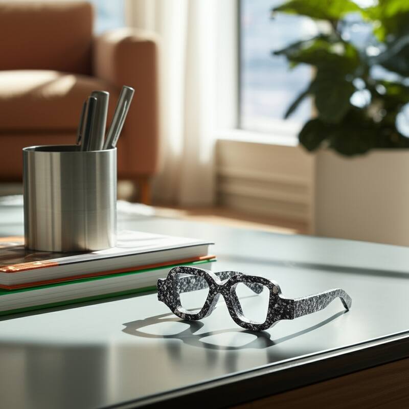 Stone Decorative Object Eyeglasses Shape Carved Sculptural Accent - 9" x 8" x 3"