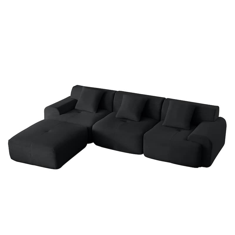 Cloud Sectional Couches for Living Room, Convertible L-Shape Couch with Ottoman