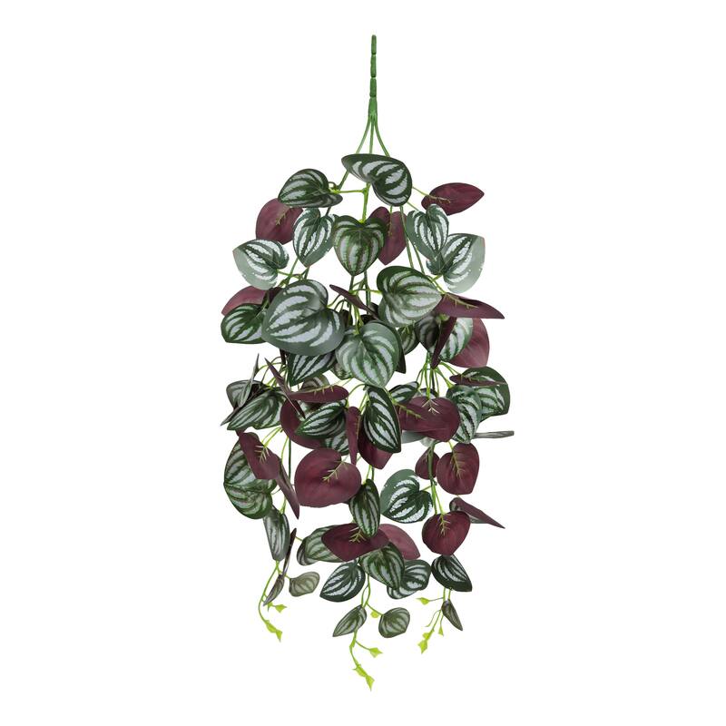 Set of 2 Purple Artificial Watermelon Leaf Hanging Vine Greenery Foliage Bush 27in - 27" L x 12" W x 3" DP