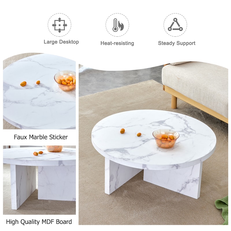 Gray MDF material circular textured coffee table dining table