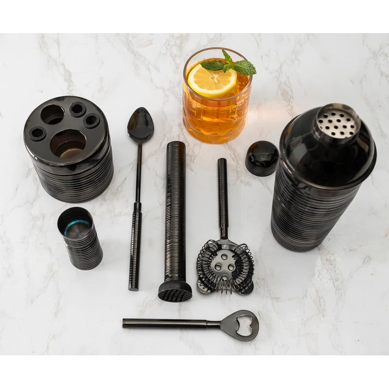 French Home 7-Piece Black Barware Set