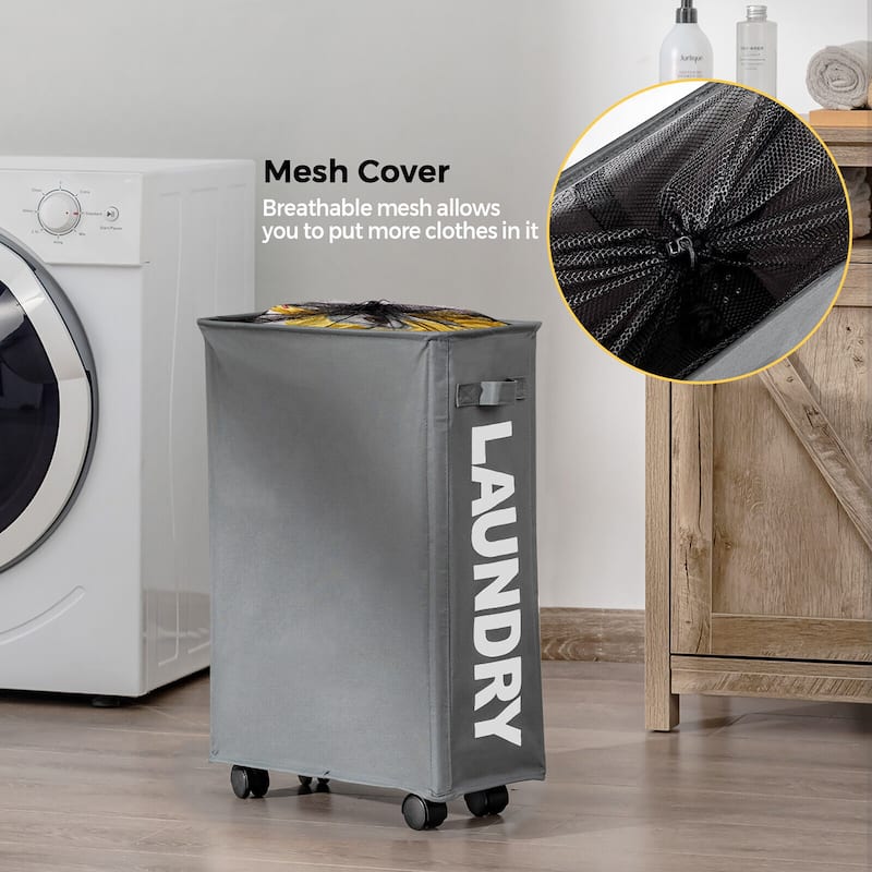 Gymax 21'' Slim Laundry Basket Hamper 10 Gallon Collapsible Waterproof