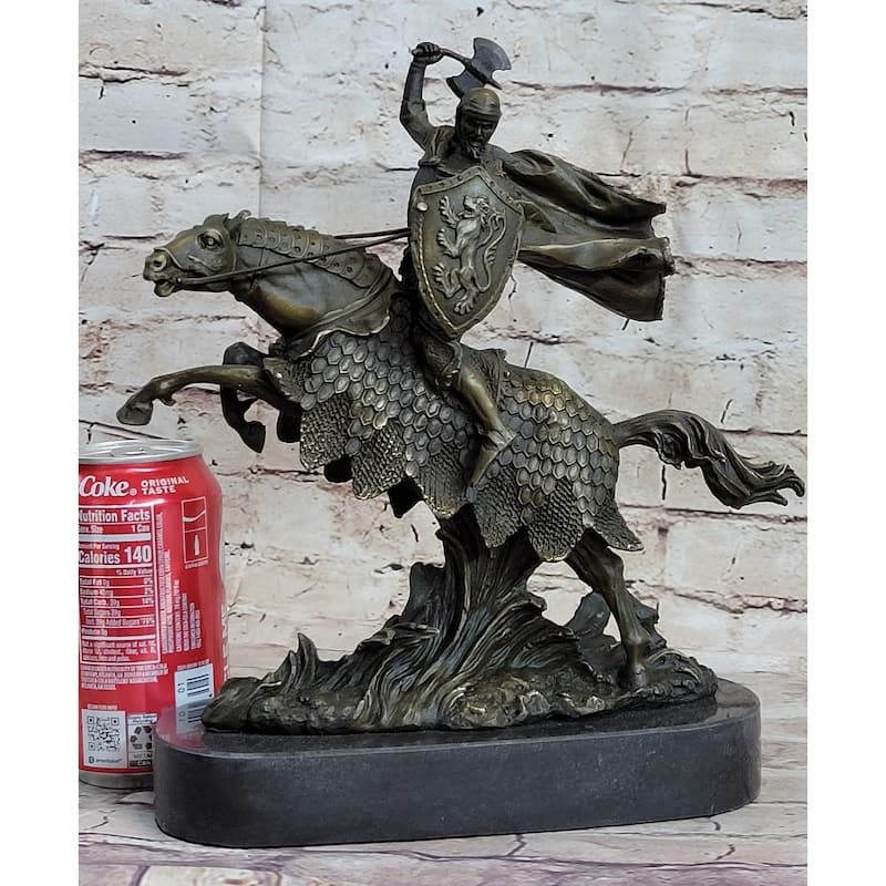 European Knight On Imitative Horseback Armored Imitative Horse Bronze Sculpture Statue Figure By Kamiko