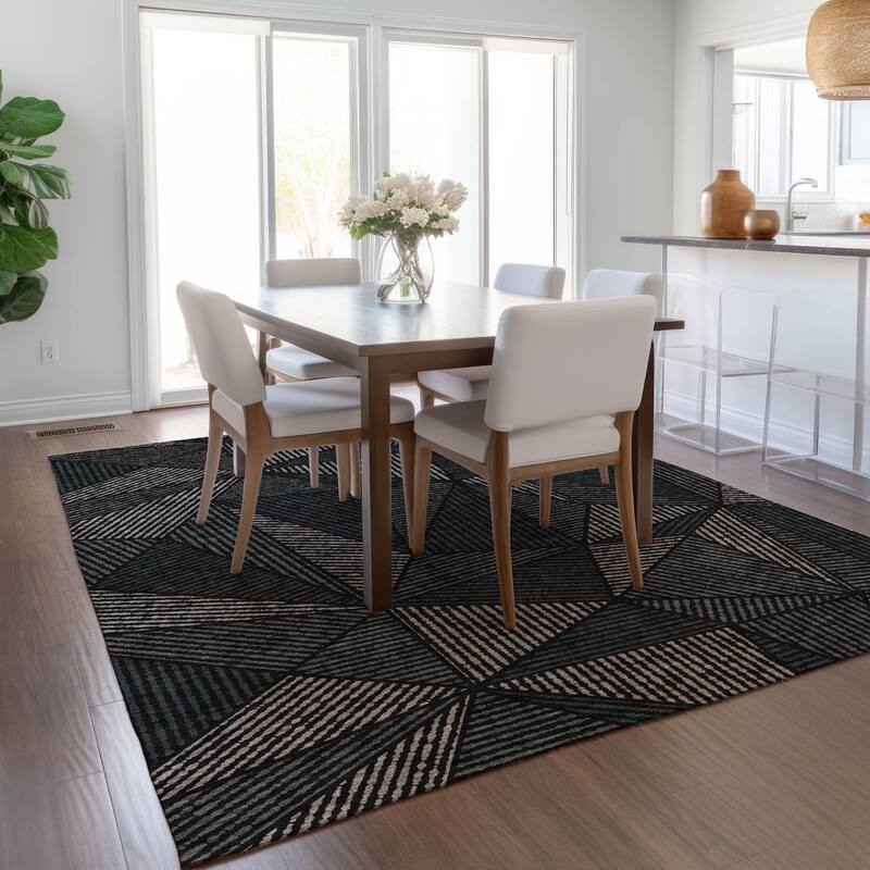 Machine Washable Indoor/ Outdoor Chantille Geometric Mosaic Rug