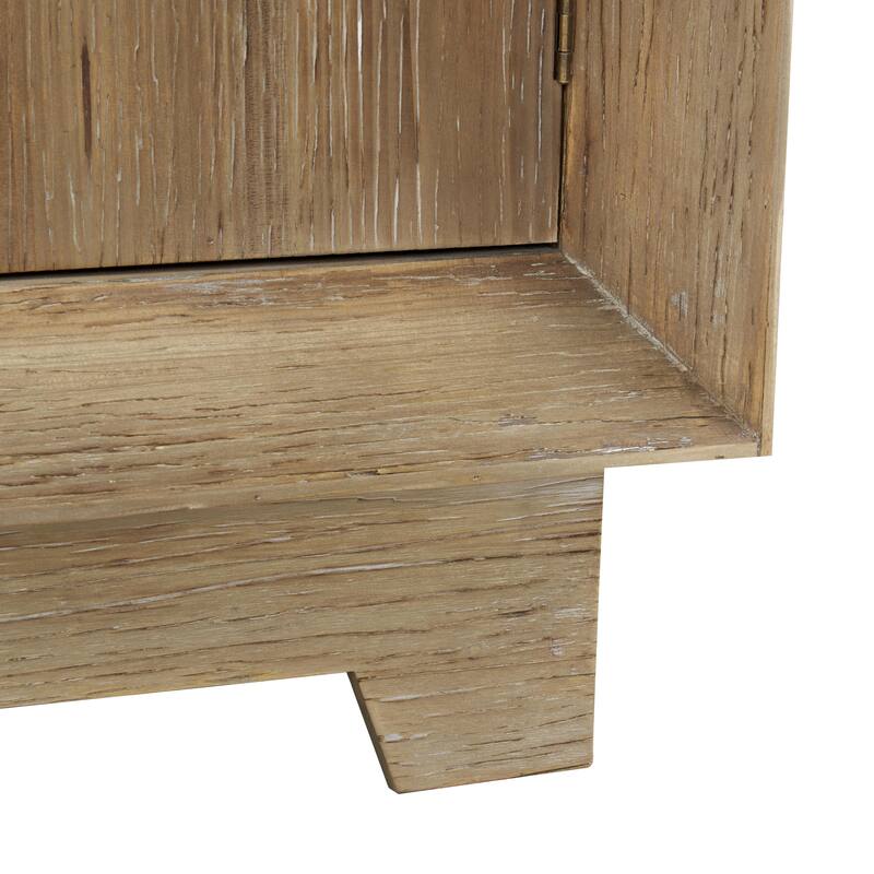 Wood 2 Door and 3 Shelf Shelving Unit with Natural Wood Grains - Light Brown - Roche River Decor