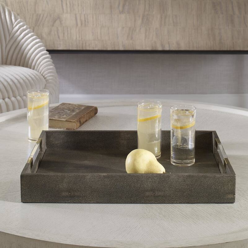 Uttermost 17996 Wessex 19" Wide Acrylic and MDF Tray - Aged Gold / Clear / Gray