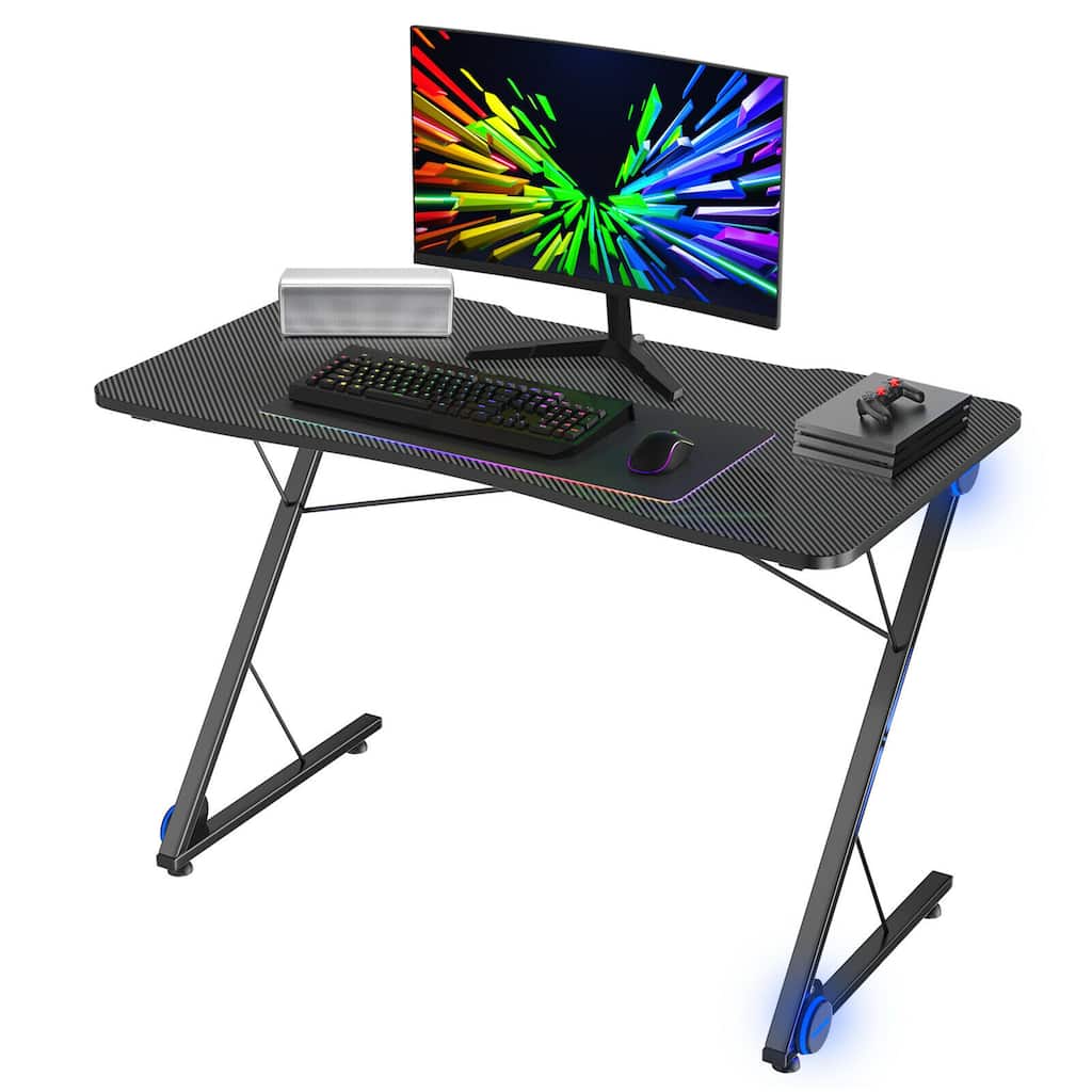 Gymax 43.5 inch Gaming Desk Z Shape Office PC Computer Desk Gamer