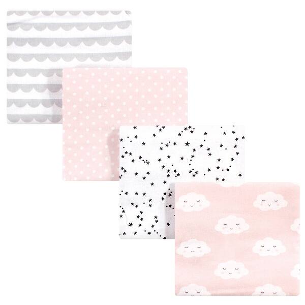 slide 1 of 1, Hudson Baby Infant Girl Cotton Flannel Receiving Blankets Set, Pink Clouds, One Size - Pink Clouds - One Size One Size - Pink Clouds