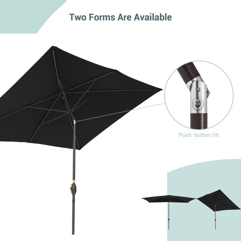 AOOLIMICS 10×6.5FT Rectangular Patio Umbrella with UV Protection, Easy Tilt, and Wind-Resistant Features
