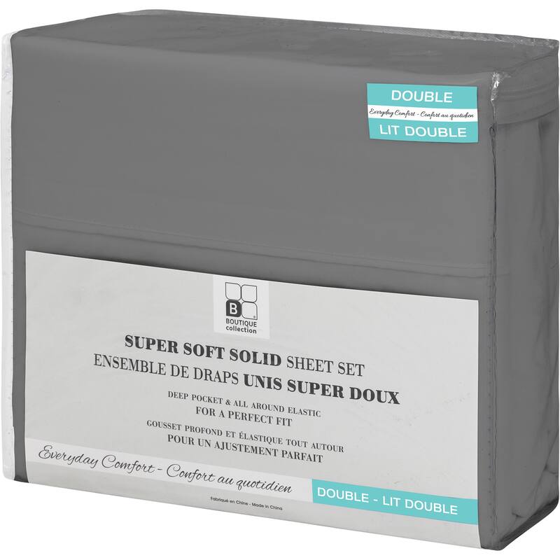 Solid 3 Piece Twin Charcoal Sheet Set