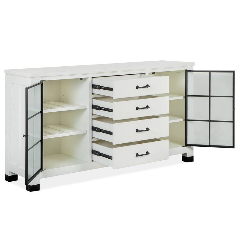 Magnussen Home Harper Springs Silo White Buffet - 64''W x 18''D x 36''H