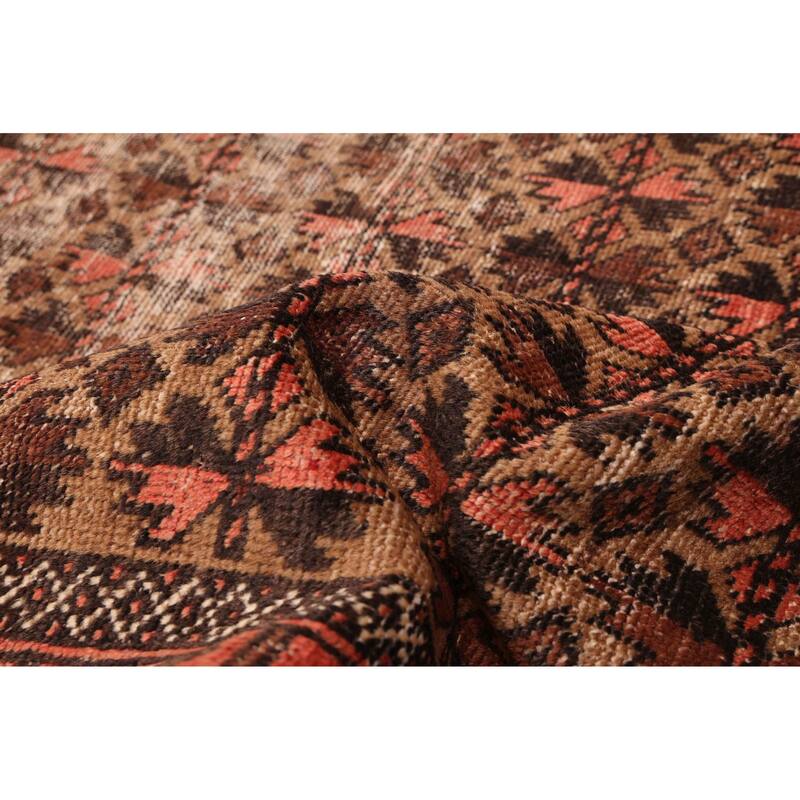 ECARPETGALLERY Hand-knotted Baluch Light Brown Wool Rug - 3'11 x 7'3