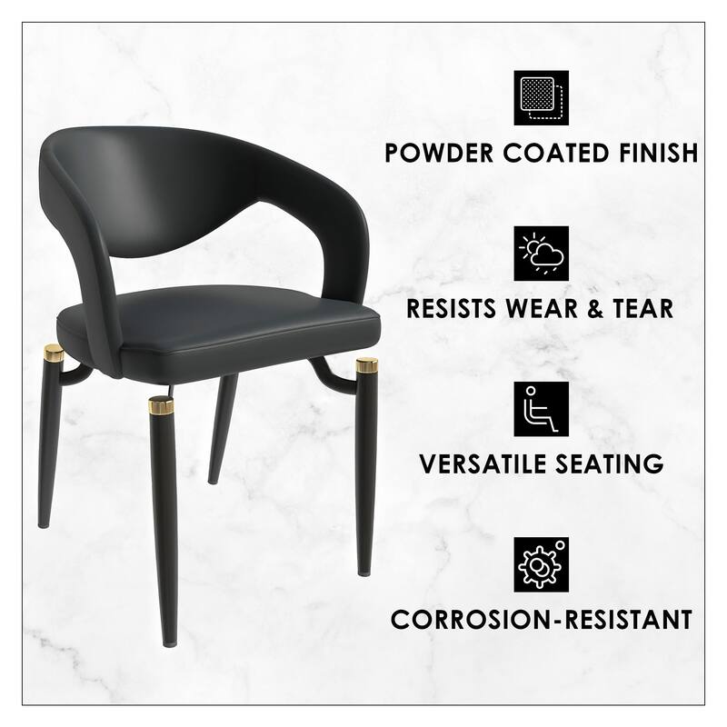 Entice Dining Chairs Upholstered Leather with Iron Legs Modern Accent Arm Chairs