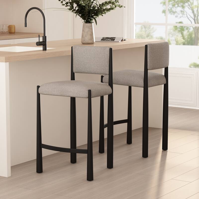 Manhattan Comfort Lennor Metal Boucle Counter Stool