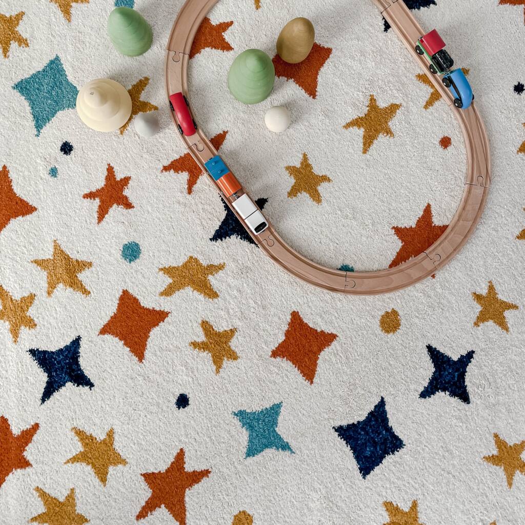 Mod-Tod Rainbow Stars Kids Area Rug