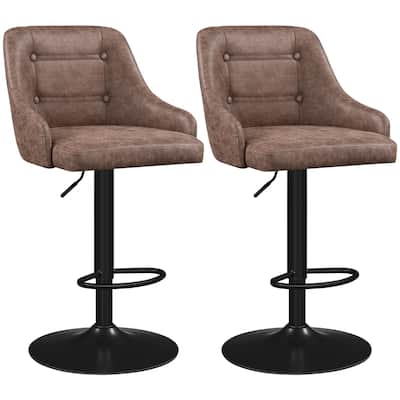 Yaheetech 2pcs Industrial Upholstered Bar Stool Set Airlift Height - 21.5 x 20 x 36.6-45 inch (L x W x H)