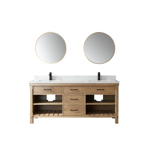 Valencia 72" Vanity in Washed Ash with Countertop With Mirror
