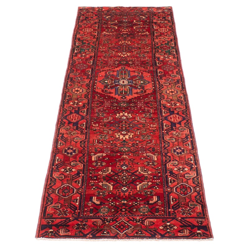 ECARPETGALLERY Hand-knotted Andelz Red Wool Rug - 3'5 x 10'6
