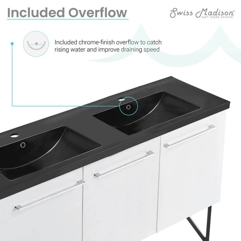 Swiss Madison SM-BV216DMB Annecy 59" Free Standing Double Basin Vanity