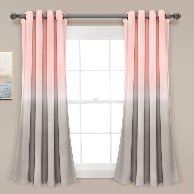 Lush Decor Ombre Fiesta Room Darkening Window Curtain Panel Pair - 63 Inches - Blush