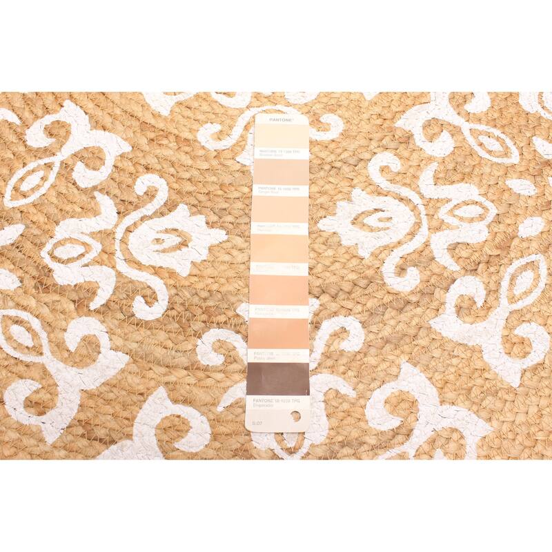 ECARPETGALLERY Braided Weave Palas Denizli Tan Jute Rug - 3'0 x 3'0