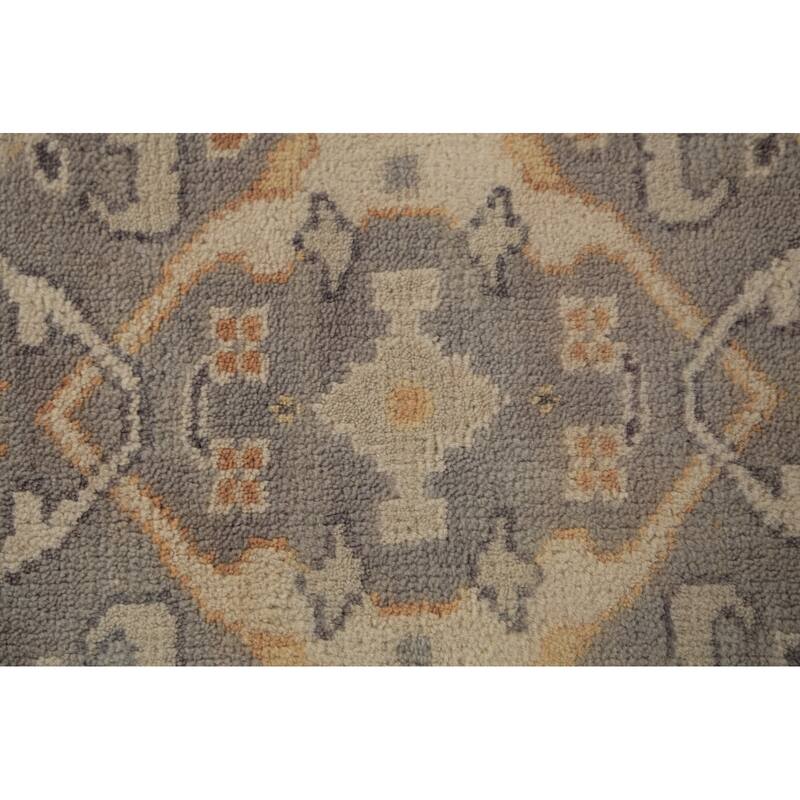 Gray Oushak Indian Runner Rug Hand-Knotted Transitional Wool Carpet - 2'8"x 9'10"