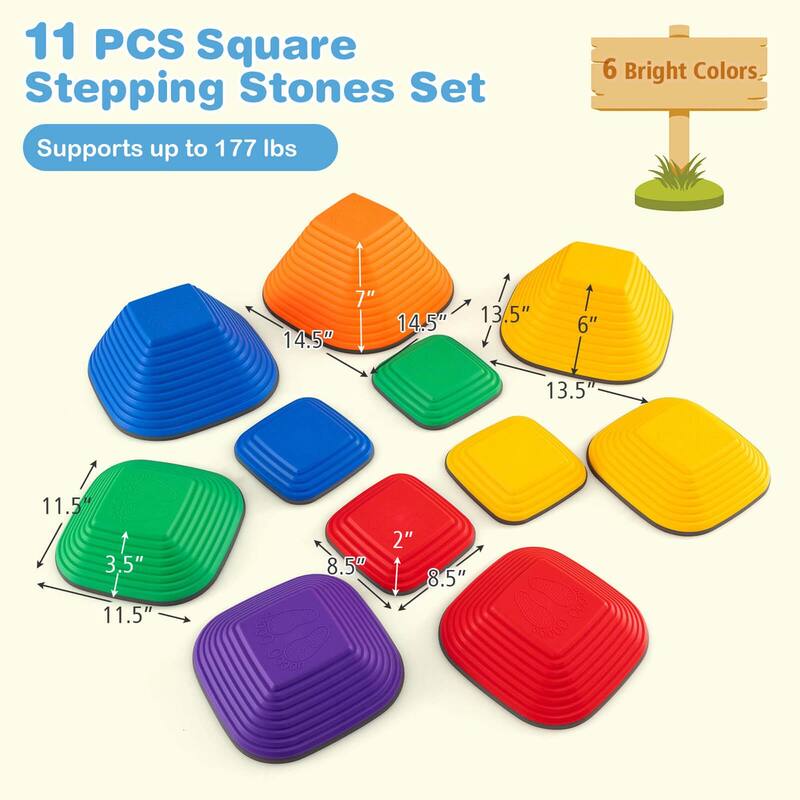 11 Pcs Non-Slip Plastic Sensory Balance Blocks Stepping Stones for Kids - 6 pcs