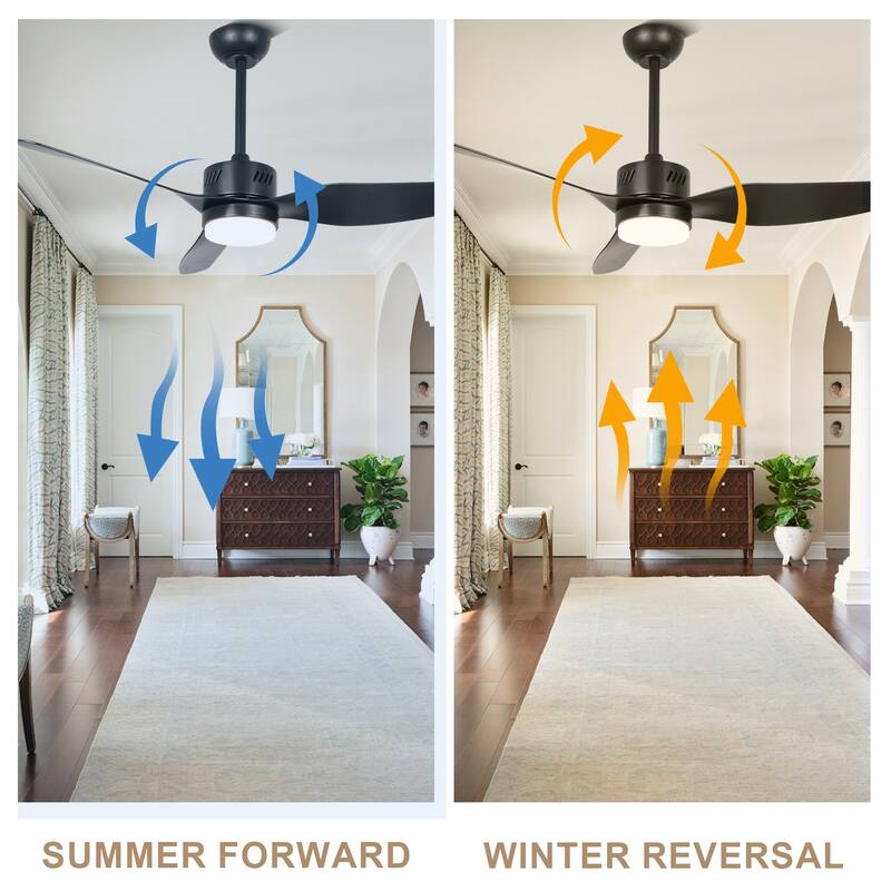 Bella Depot 46" Modern Ceiling Fan with Dimmable Light and Remote 6-Speed Reversible Motor