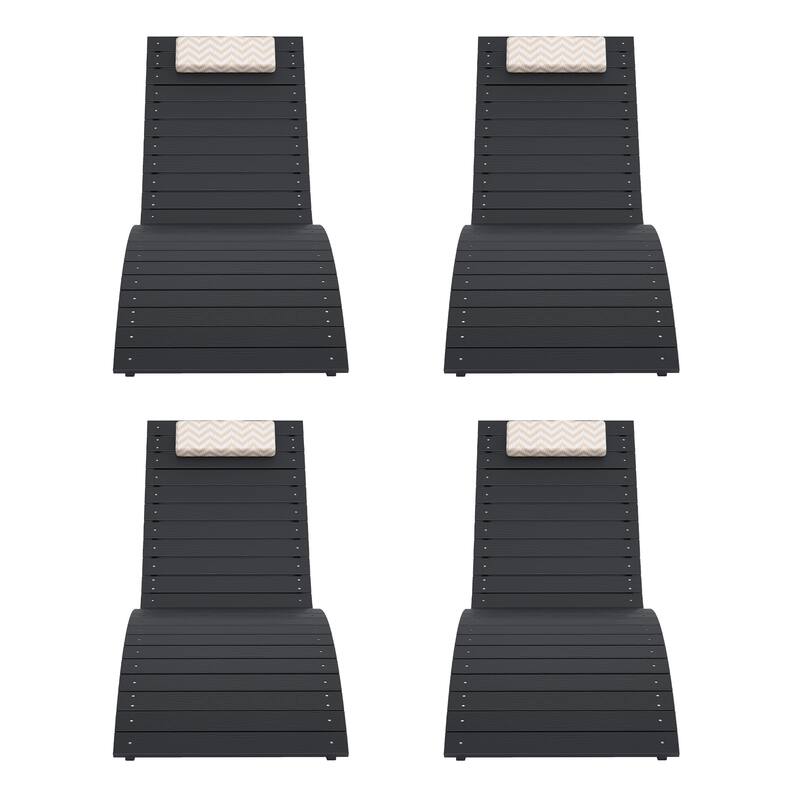 HDPS Pool Lounge Chairs Set of 4, Use in Pools Lounge Chairs, Chaise Chairs with Headrest, Lounge Chair Outdoor