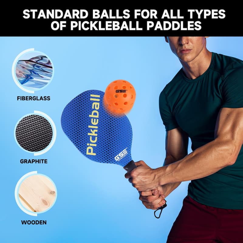 GSE™ 12 Pack Outdoor Pickleball Balls Set Standard 40 Holes Pickleball