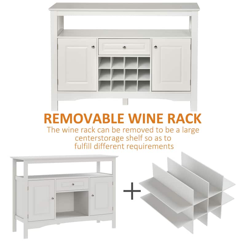 HOMCOM Modern Kitchen Buffet Bar Cabinet Storage with Drawer and 12-Bottle Wine Rack for Living Room - 45.75*15.75*32.5